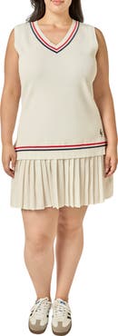 English Factory Mixed Media Pleated Minidress