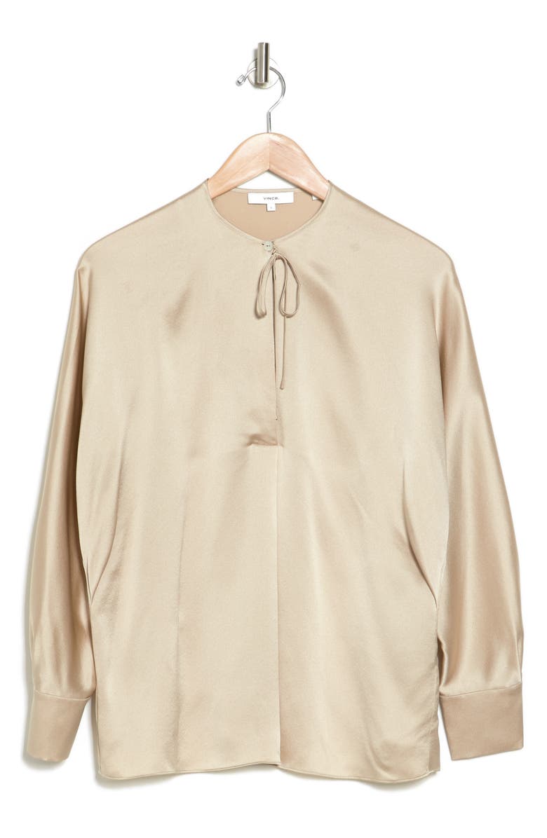 Vince Tie Neck Band Collar Blouse, Alternate, color, 