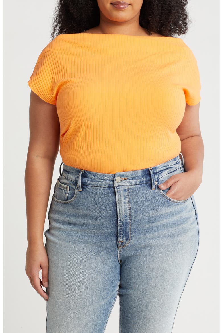 Ribbed Stretch Cotton Top, Main, color, ORANGE