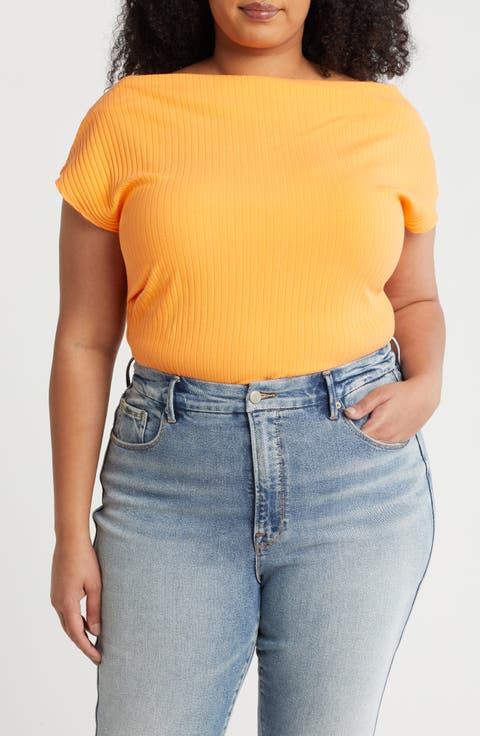 Ribbed Stretch Cotton Top (Plus)