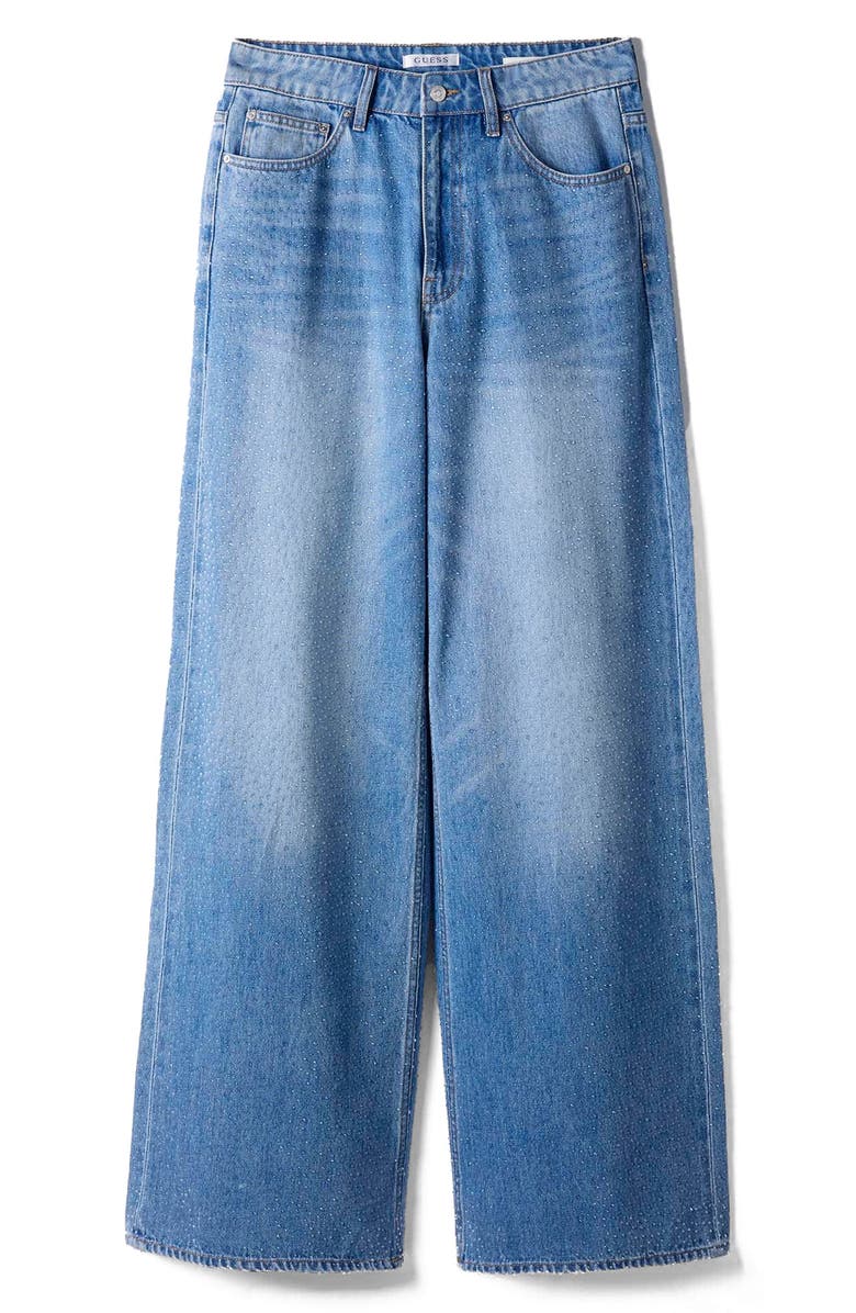 GUESS Alba High Waist Wide Leg Jeans, Alternate, color, Blue