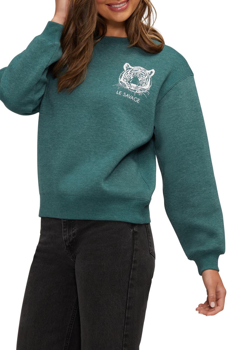 Wildfox Le Savage Cody Graphic Sweatshirt, Alternate, color, Heather Junebug