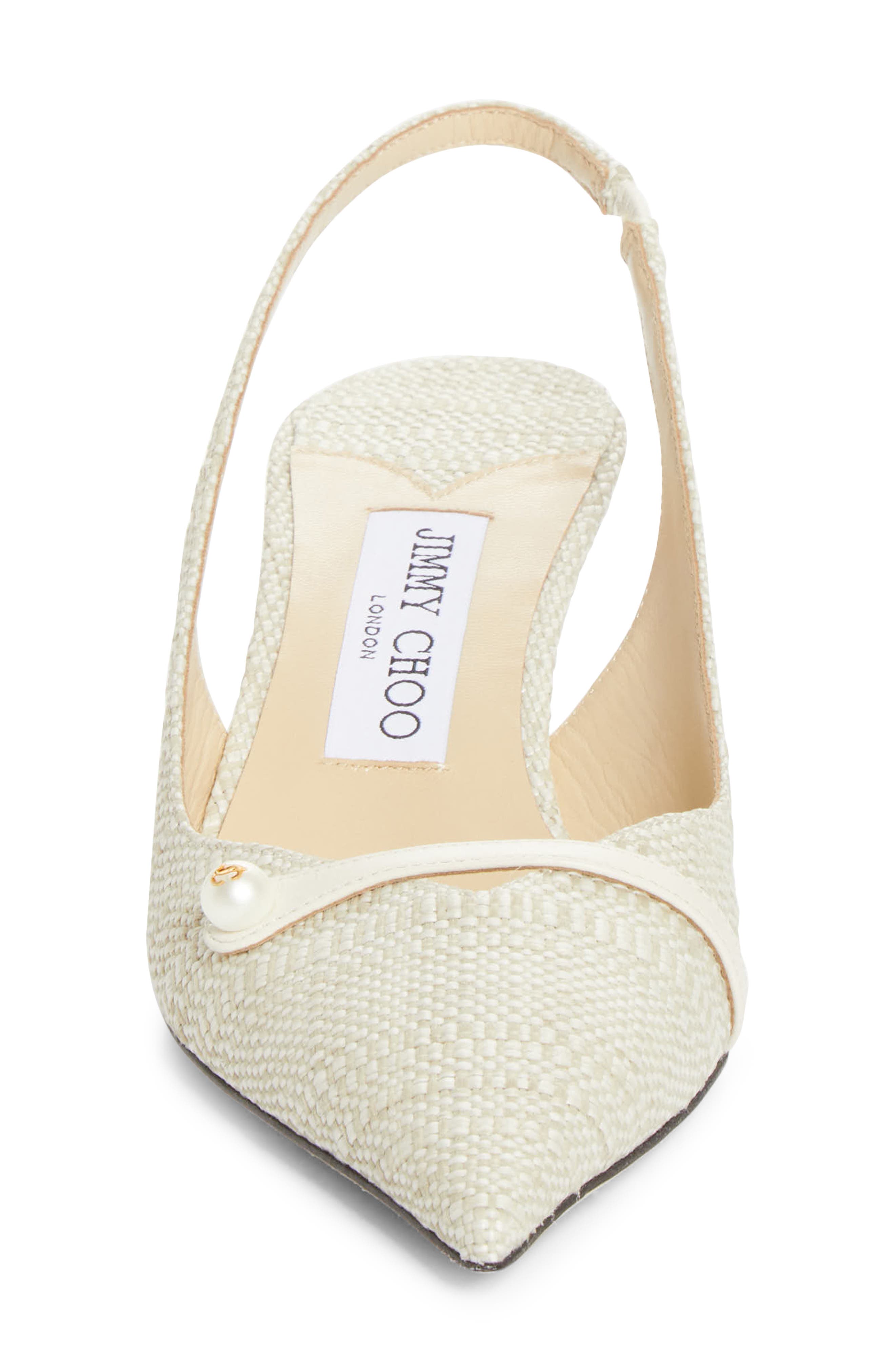 Jimmy Choo Amita Raffia Pointed Toe Slingback Pump, Alternate, color, Natural