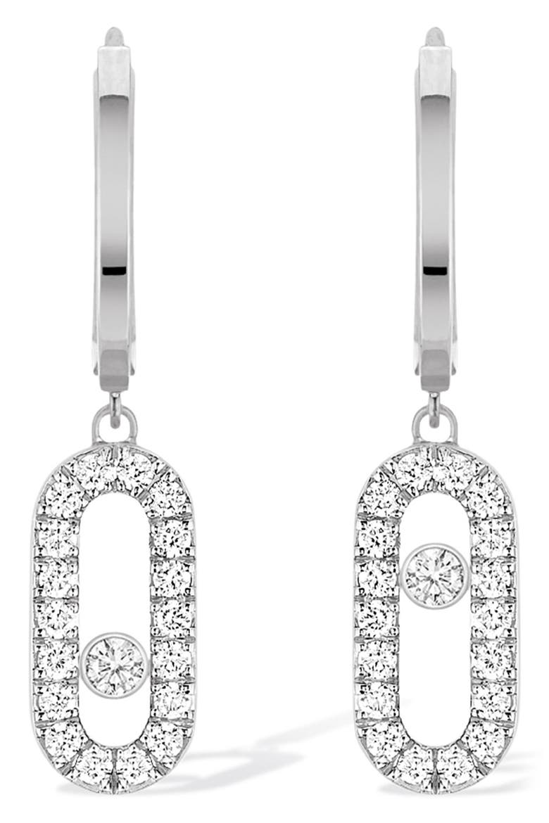 Move Uno Mismatched Pavé Diamond Drop Earrings, Main, color, WHITE GOLD