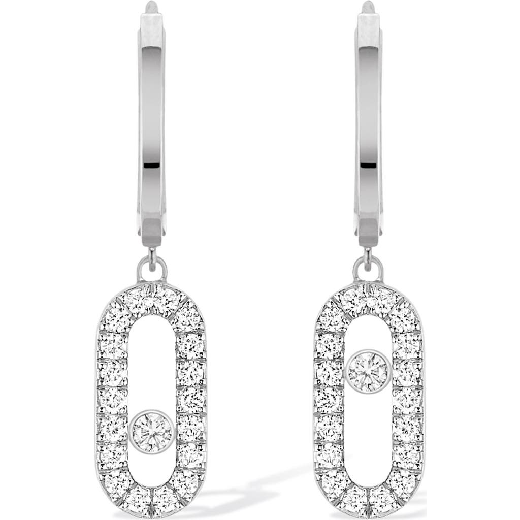 Messika Move Uno Mismatched Pavé Diamond Drop Earrings In White Gold