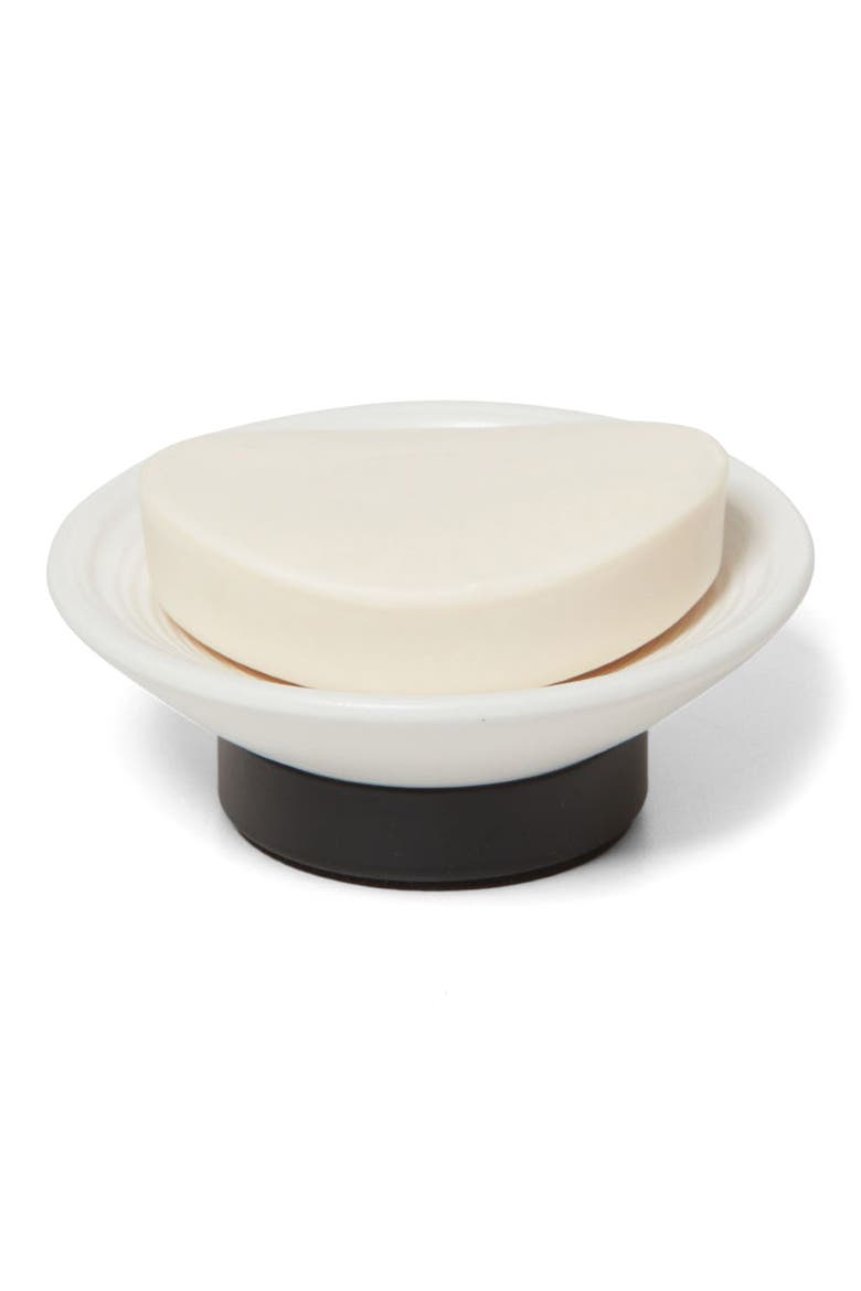 Dubai Black Trim Soap Dish, Alternate, color, WHITE