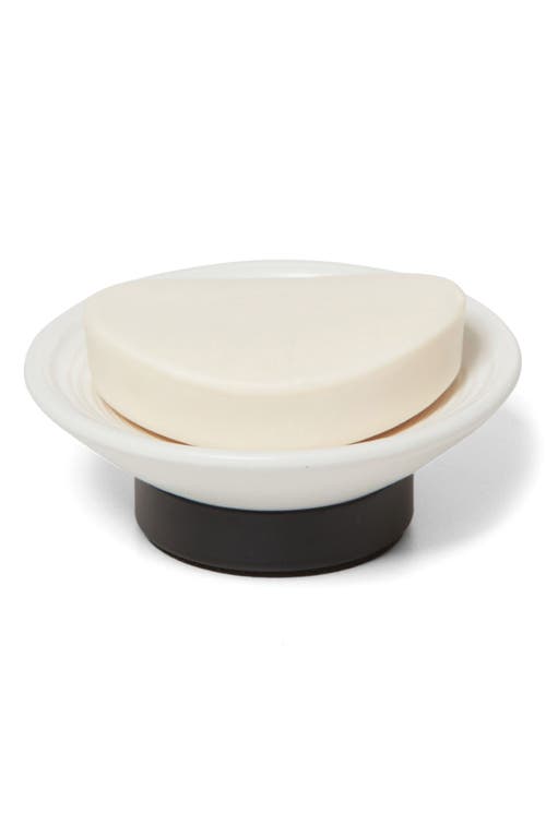 Roselli Trading Company Dubai Black Trim Soap Dish In White