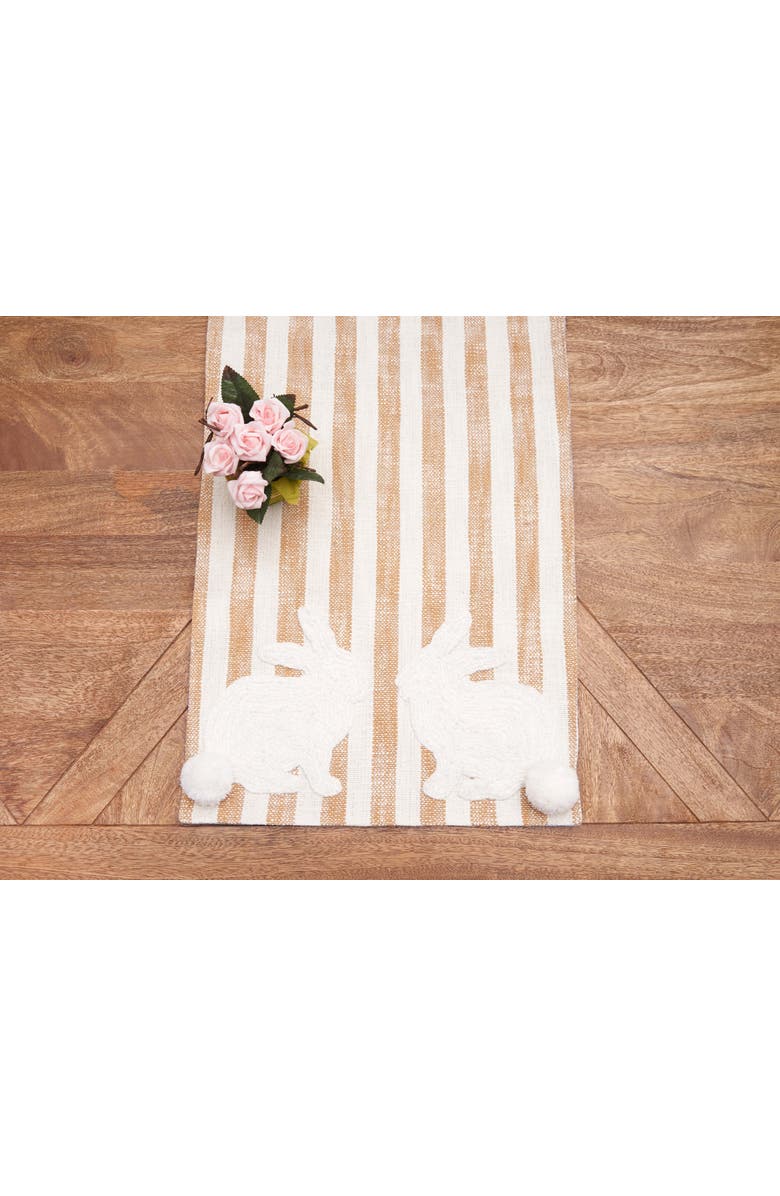 C&F Home Easter Bunnies Tufted Stripes 100% Cotton Table Runner 14" x 72", Alternate, color, Yellow
