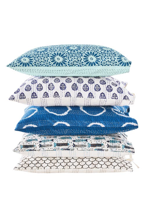 Melange Home Circles Kantha Set Of 2 Cotton Shams In Indigo