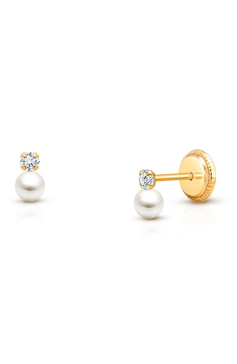 Tiny Blessings 14K Gold 3mm Pearl Drop Studs Screw Back Earrings, Main, color, 14K Yellow Gold