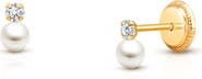 Tiny Blessings 14K Gold 3mm Pearl Drop Stud Screw Back Earrings