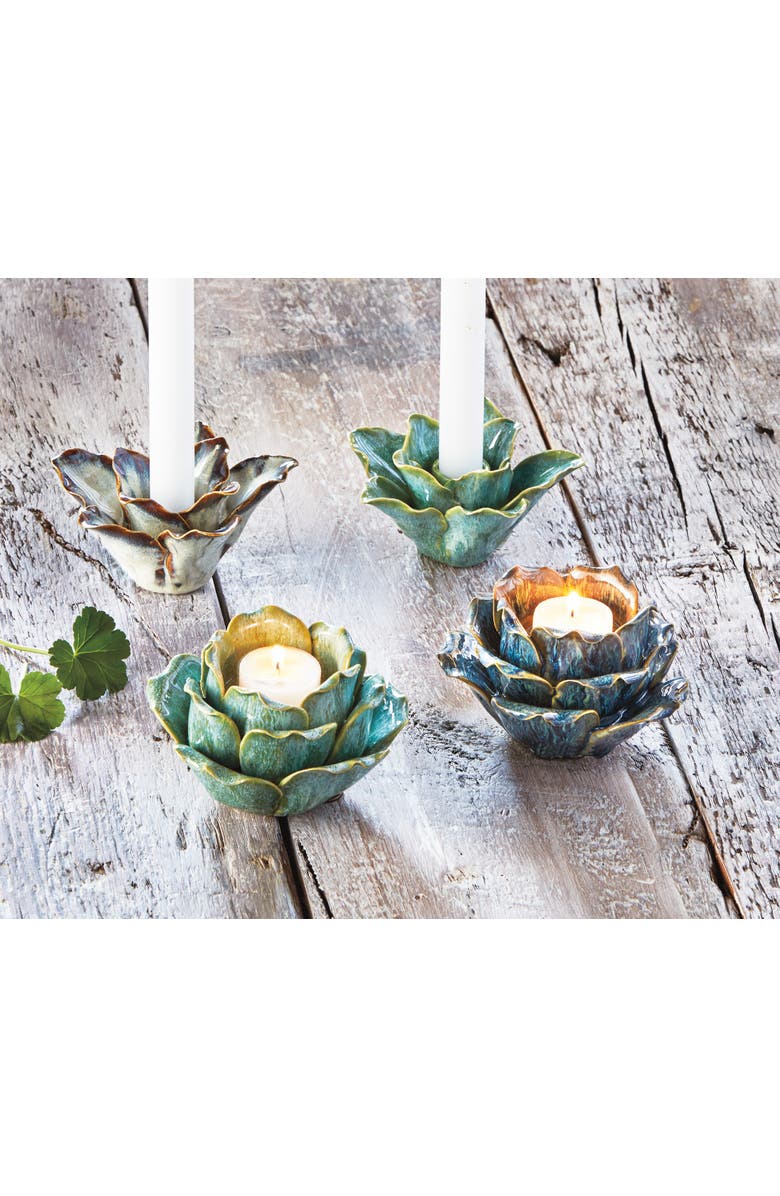 tag Blue Flower Stoneware Votive Candle Holder Home Decor, Alternate, color, Blue