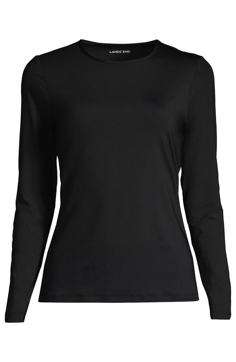 Lands' End SunShade UPF 50 Long Sleeve Relaxed Rash Guard, Alternate, color, Black