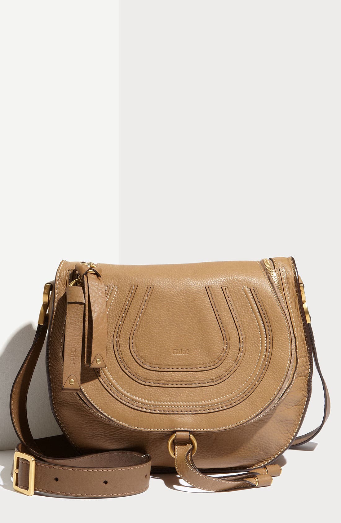 'Marcie' Leather Crossbody Bag, Main, color, NUT