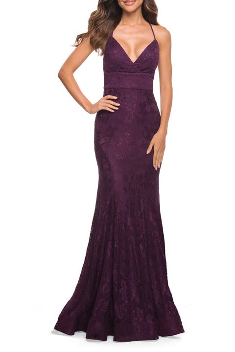 Stretch Lace Gown with Flattering Seams at Waist