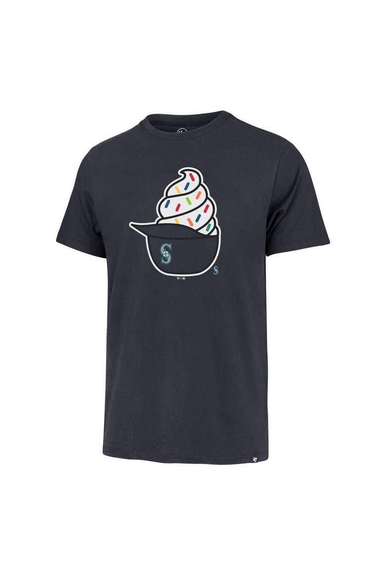 Men's '47  Navy Seattle Mariners Ice Cream Helmet Franklin T-Shirt, Alternate, color, Navy