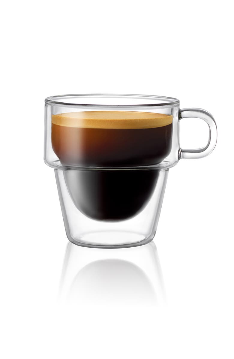 JoyJolt Stoiva Stackable Double Wall Espresso Cup - Set of 4, Alternate, color, Clear