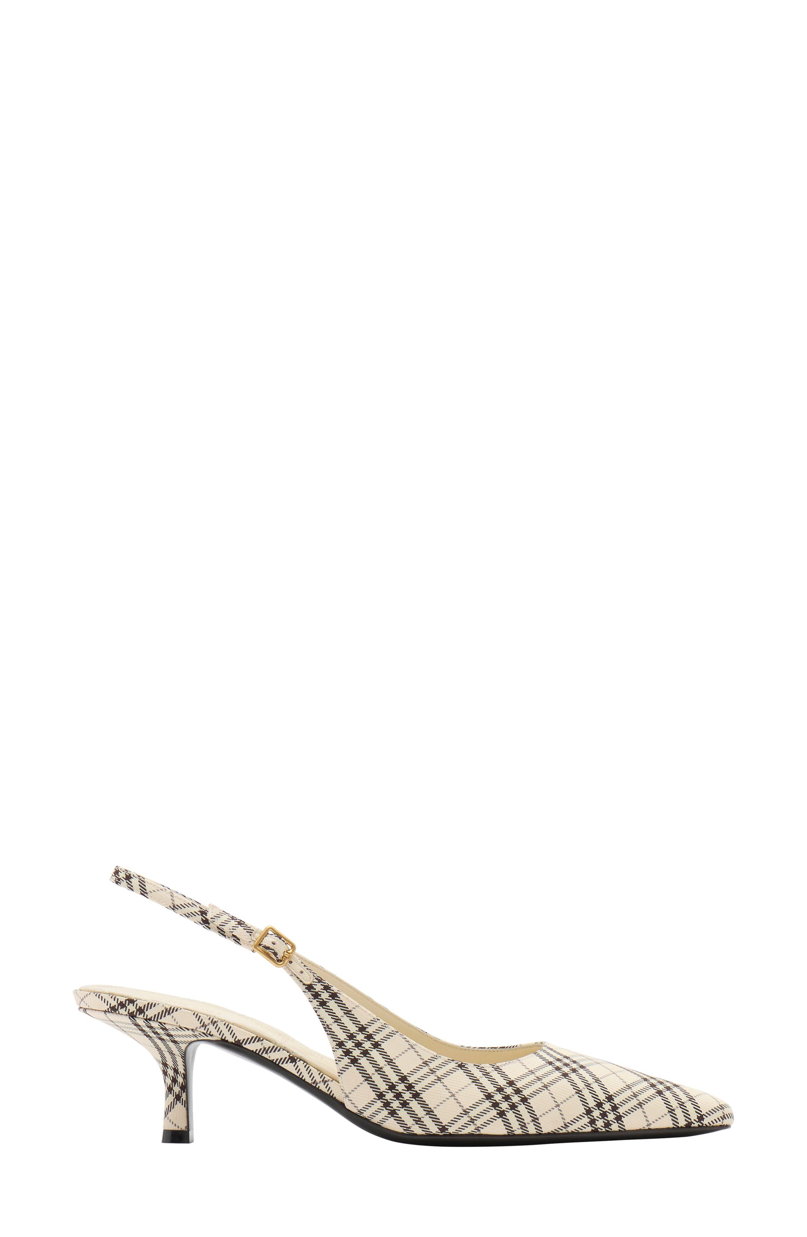 Dame Check Slingback Pump, Main, color, LIGHT BEIGE IP CHECK