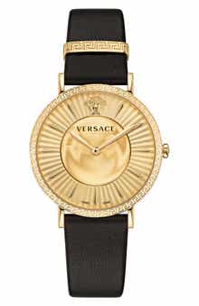 Versace V-Eternal Leather Strap Watch, 38mm