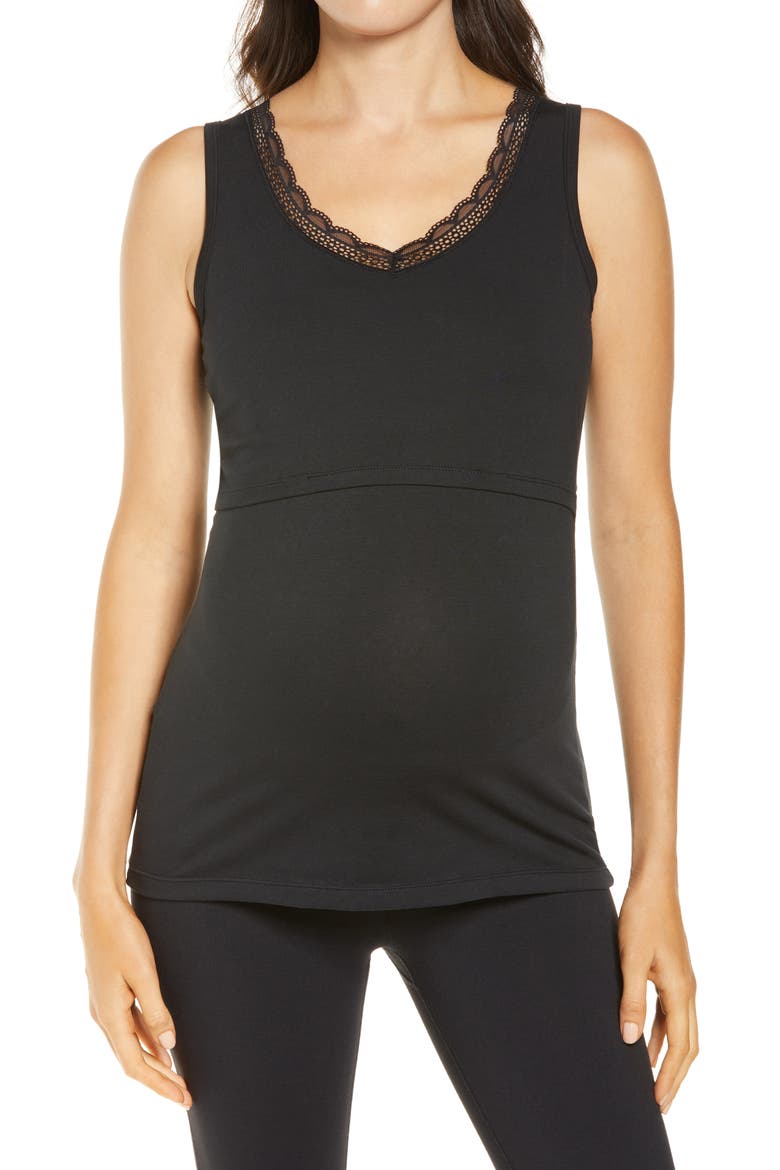 Aura Maternity/Nursing Tank, Main, color, BLACK