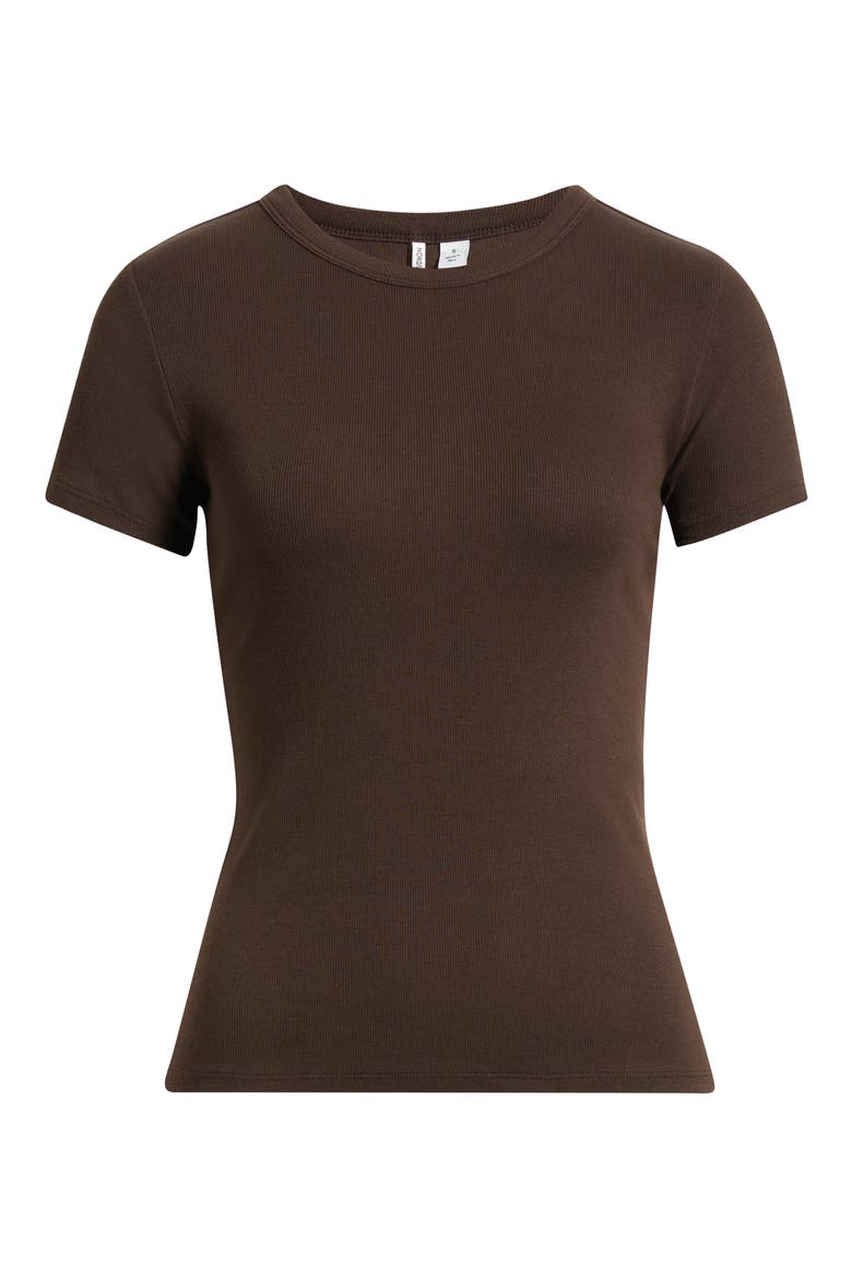Ribbed Crewneck T-Shirt, Main, color, BROWN MOLE