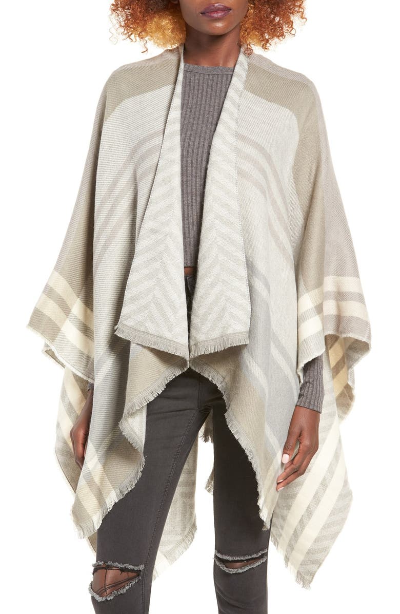 La Double 7 Plaid Poncho, Main, color,