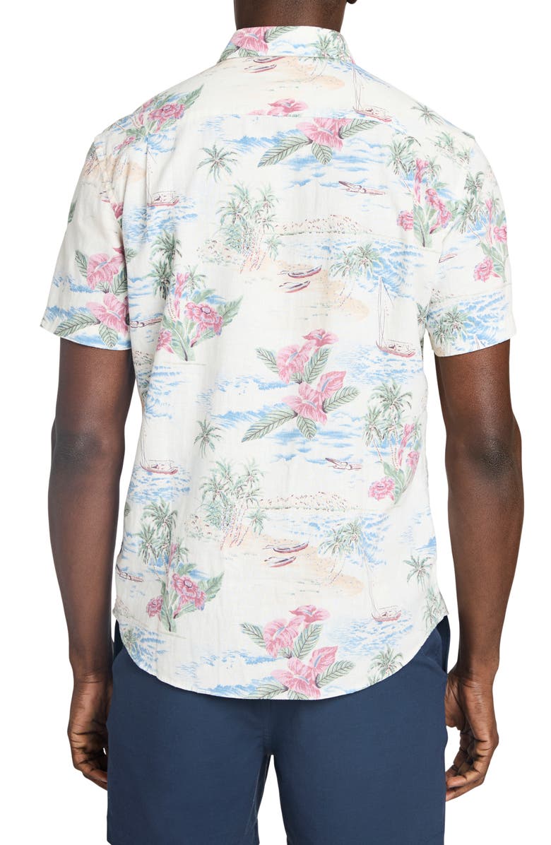 Faherty Breeze Short Sleeve Button-Down Shirt, Alternate, color, Molokai Scenic Tropical