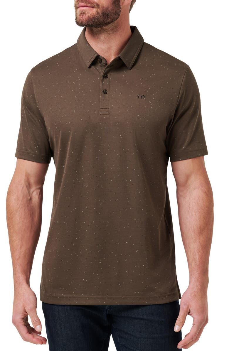 TravisMathew Special Trip Ditsy Cotton Blend Polo, Main, color, Chocolate