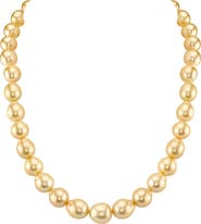 The Pearl Source 10-12mm Baroque Shaped Golden South Sea Pearl Necklace - AAA Quality