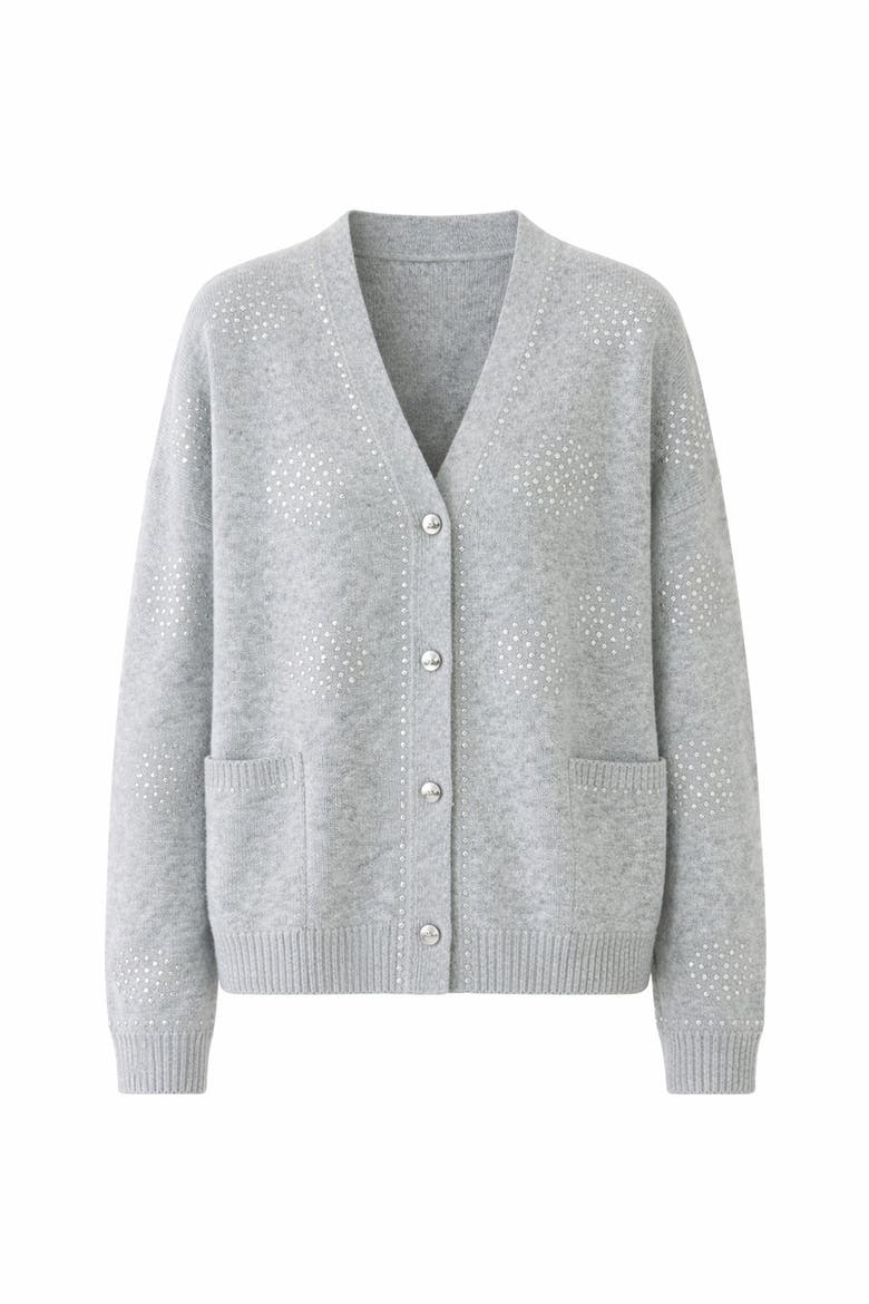 Asher Sequin Printed Cashmere Blend Cardigan, Alternate, color, GREY