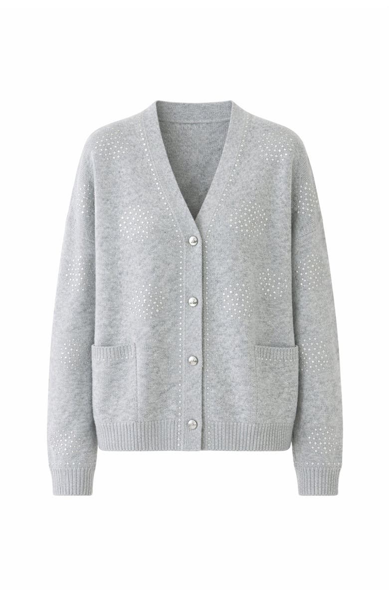 Exquise Asher Sequin Printed Cashmere Blend Cardigan, Alternate, color, Grey