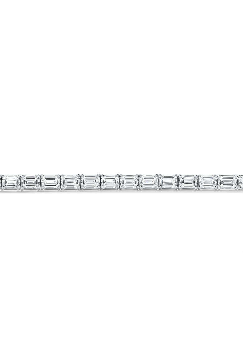 7Ct Emerald Cut Diamond East West Tennis Bracelet 14k Gold Lab Grown, Alternate, color, 14k White Gold