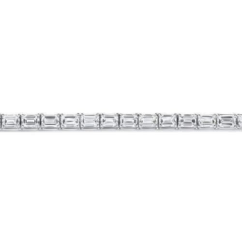 Bliss Diamond 7ct Emerald Cut Diamond East West Tennis Bracelet 14k Gold Lab Grown In Silver