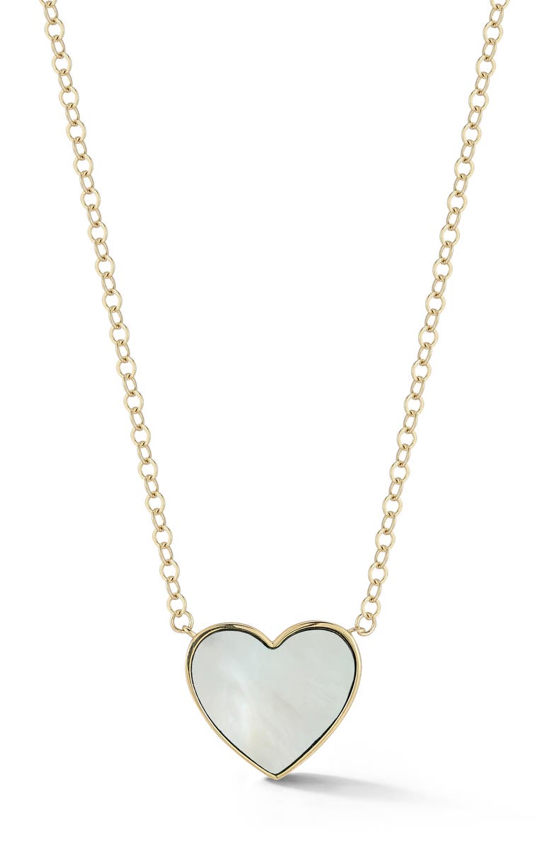 Ember Fine Jewelry 14k Gold Mother-of-Pearl Heart Pendant Necklace, Main, color, Gold