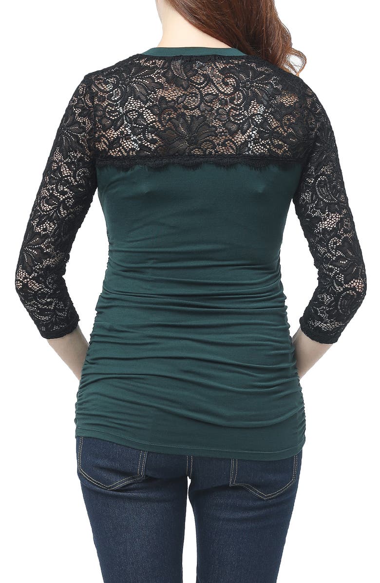 Kimi and Kai Rainey Ruched Maternity Top, Alternate, color, Forest Green