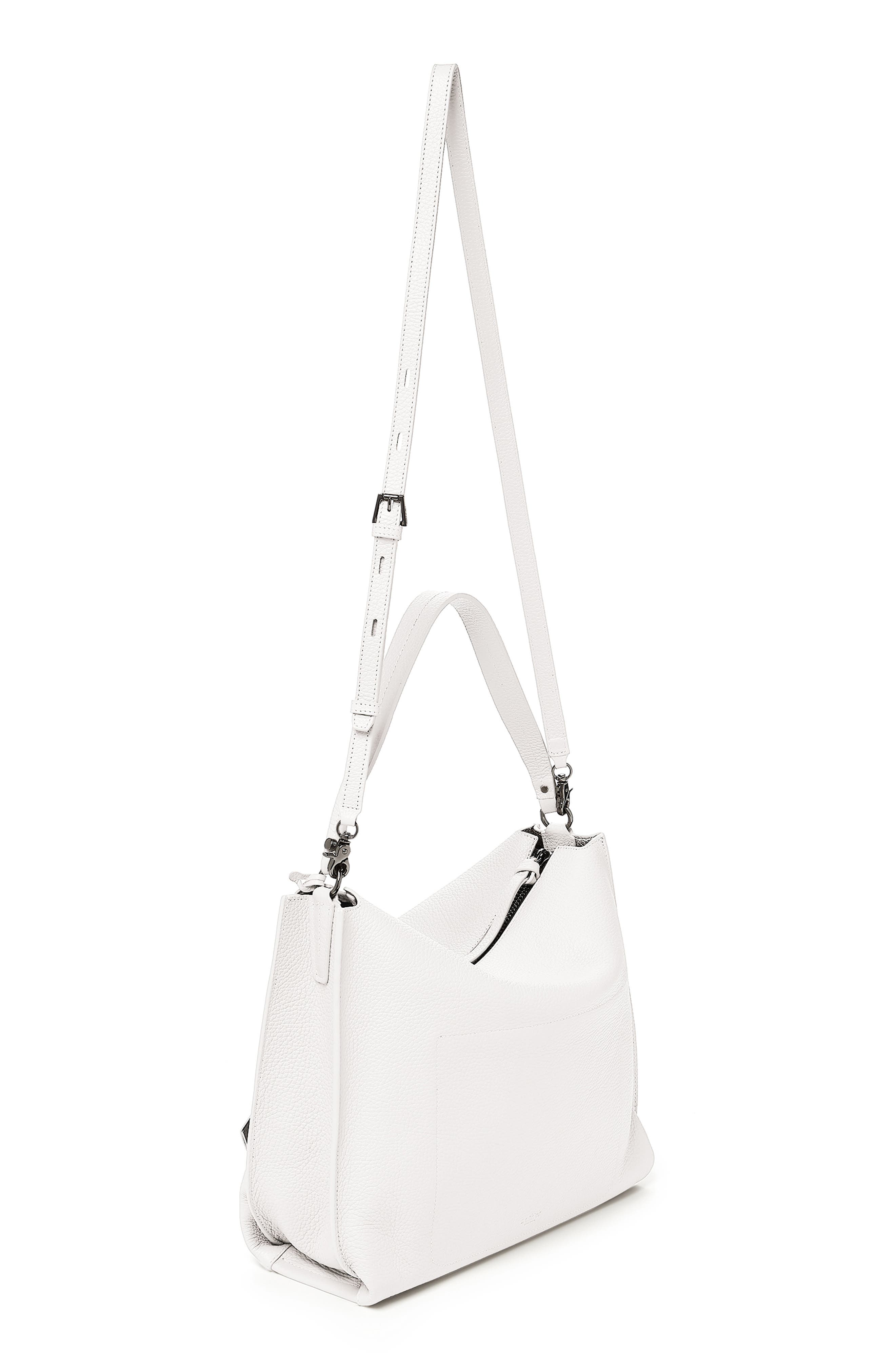 Hudson Pebbled Leather Hobo, Alternate, color, MARSHMALLOW