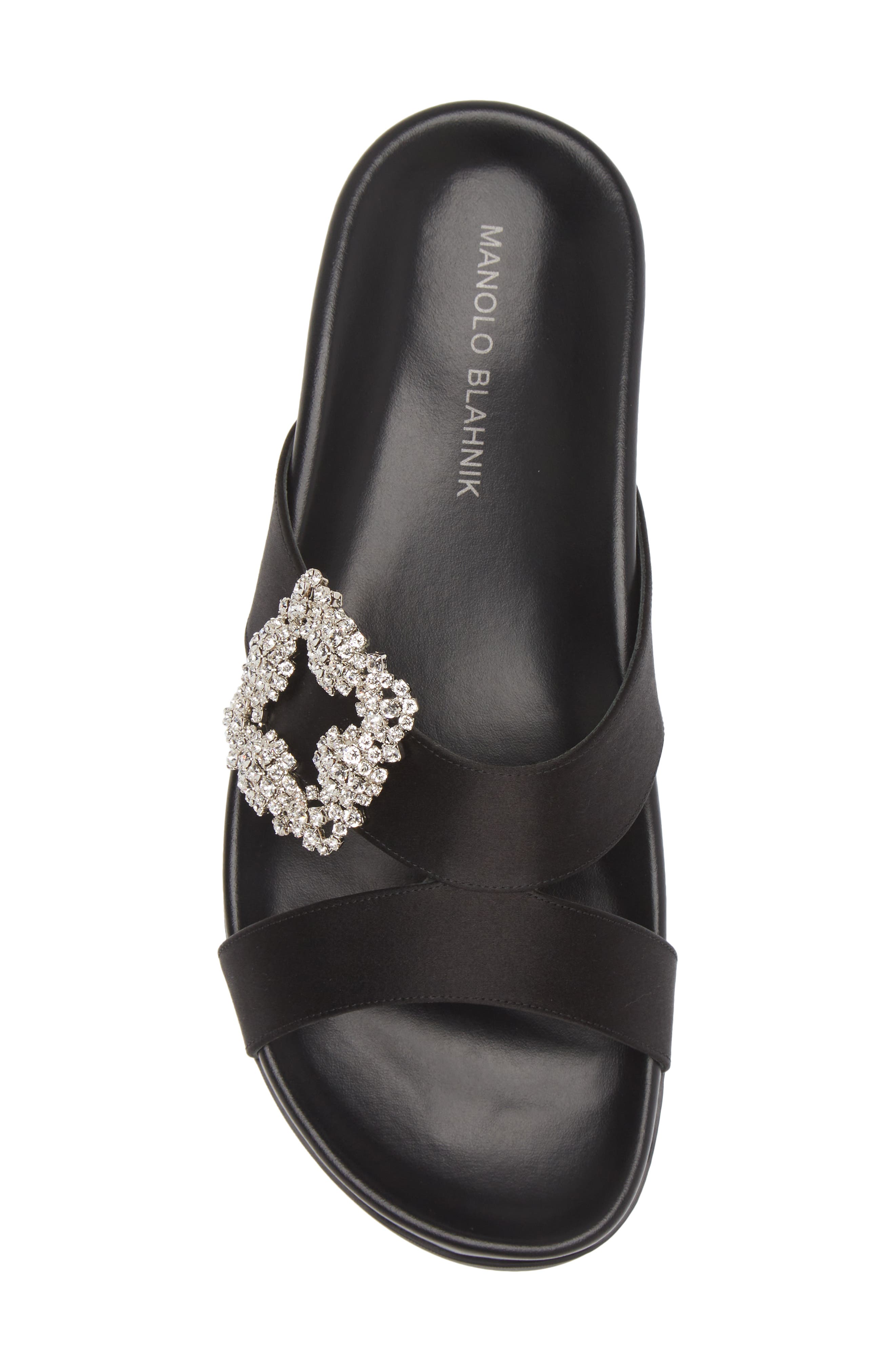 Manolo Blahnik Chilanghi Crystal Buckle Slide Sandal, Alternate, color, 