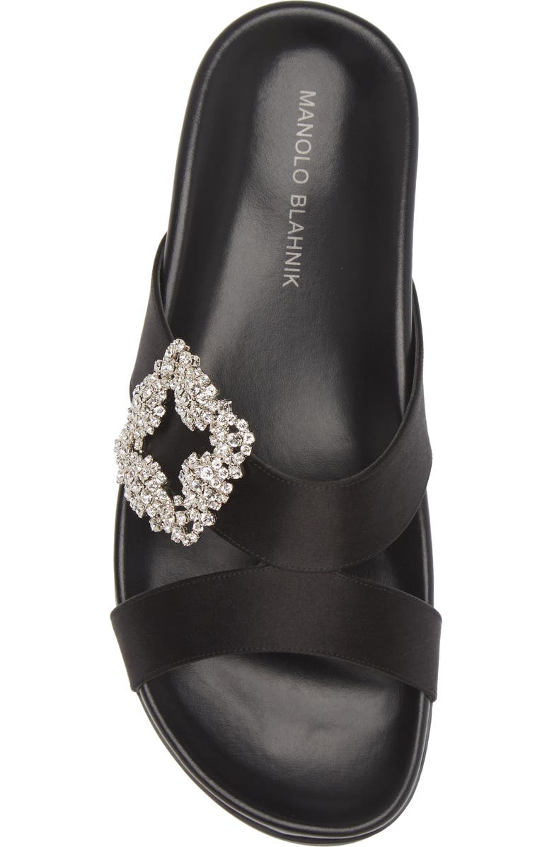 Manolo Blahnik Chilanghi Crystal Buckle Slide Sandal, Alternate, color,