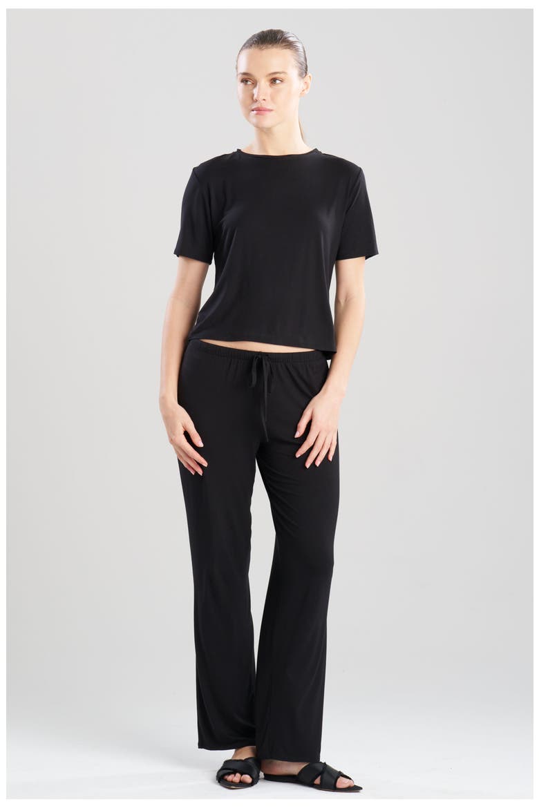Feathers Essentials Crew Neck PJ Set, Main, color, BLACK