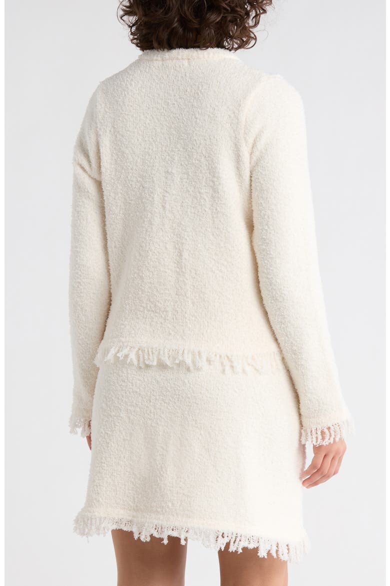 Bow Front Textured Cardigan, Alternate, color, IVORY/ BLACK