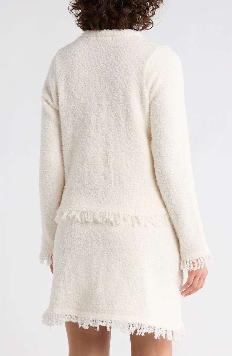 Adrianna Papell Bow Front Textured Cardigan, Alternate, color, Ivory/ Black