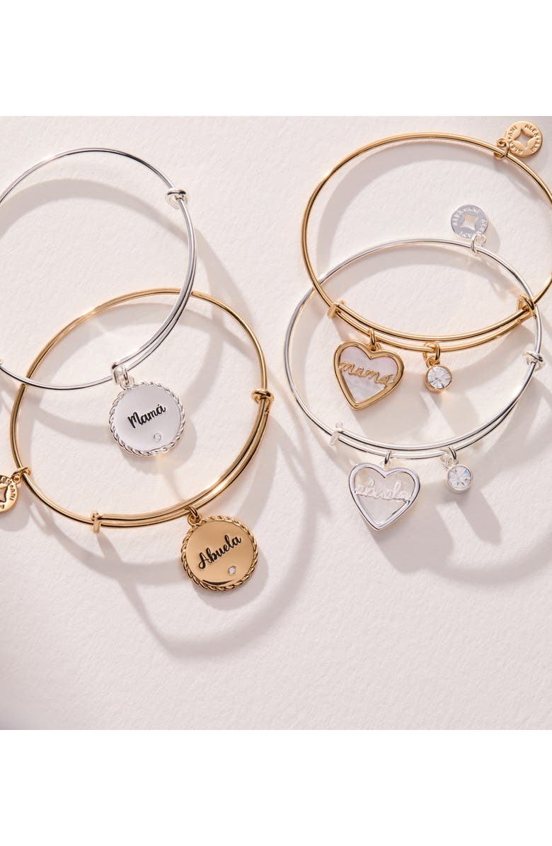 Alex and Ani Mamá Charm Bangle Bracelet, Alternate, color, Silver