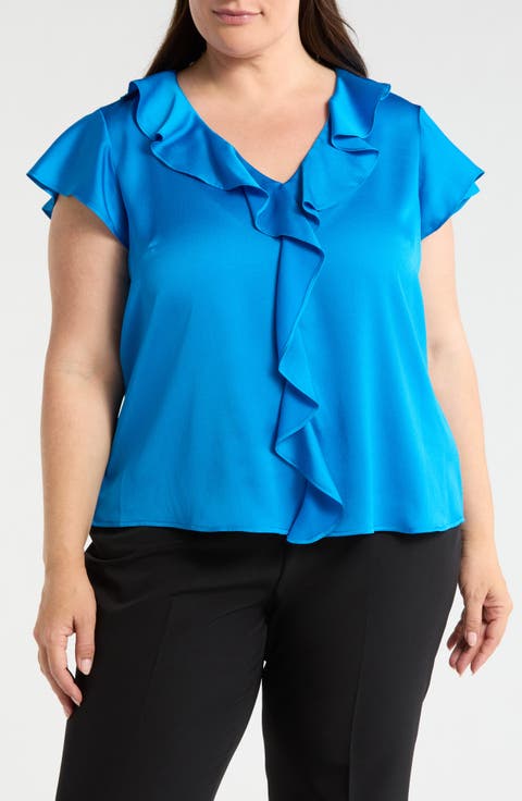 Ruffle Satin Top (Plus)