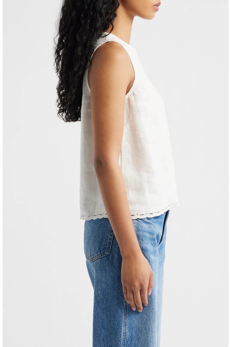 Lace Trim Pleated Linen Shell Top, Alternate, color, IVORY LINEN