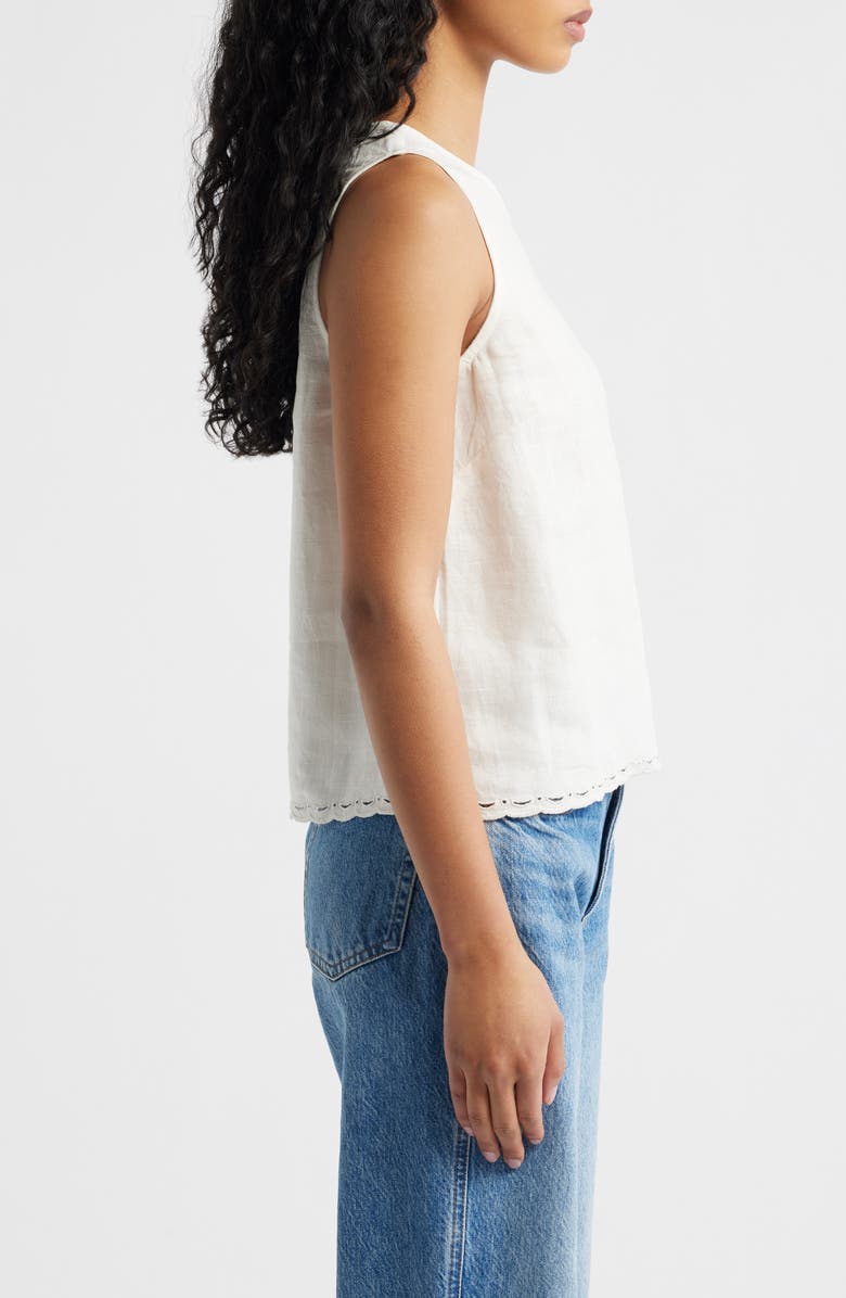 Madewell Lace Trim Pleated Linen Shell Top, Alternate, color, Ivory Linen