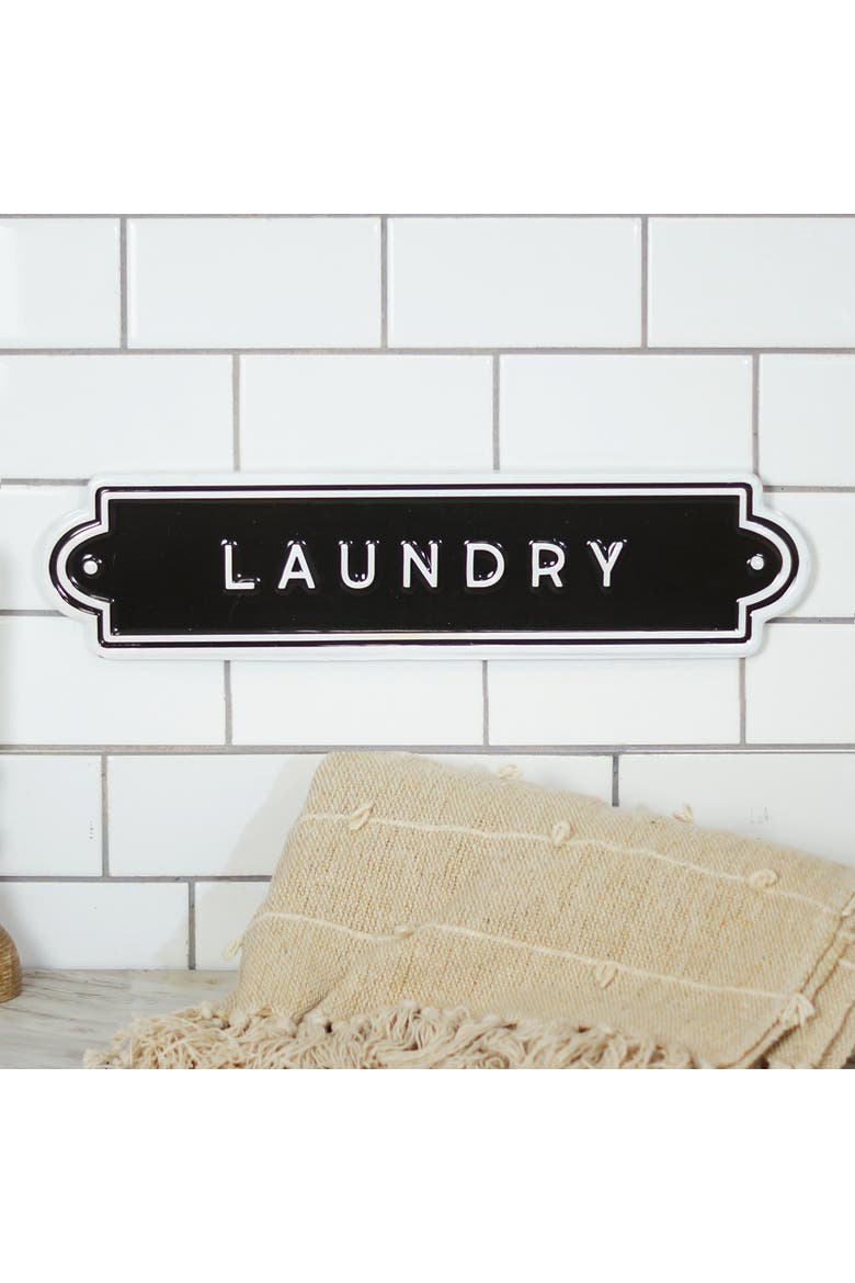 Metal Black Embossed Laundry Sign, 18 Inch Decorative Wall Sign, Alternate, color, Black