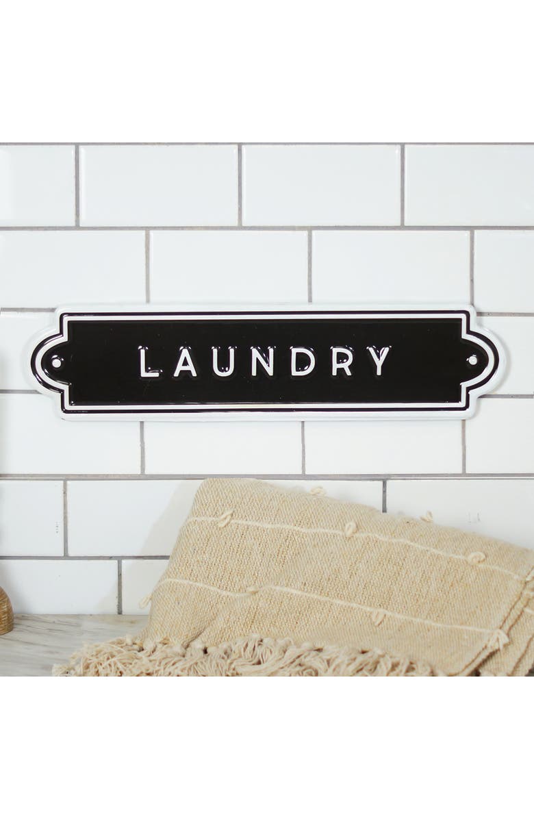 VIP Home and Garden VIP Metal Black Embossed Laundry Sign, 18 Inch Decorative Wall Sign, Alternate, color, Black