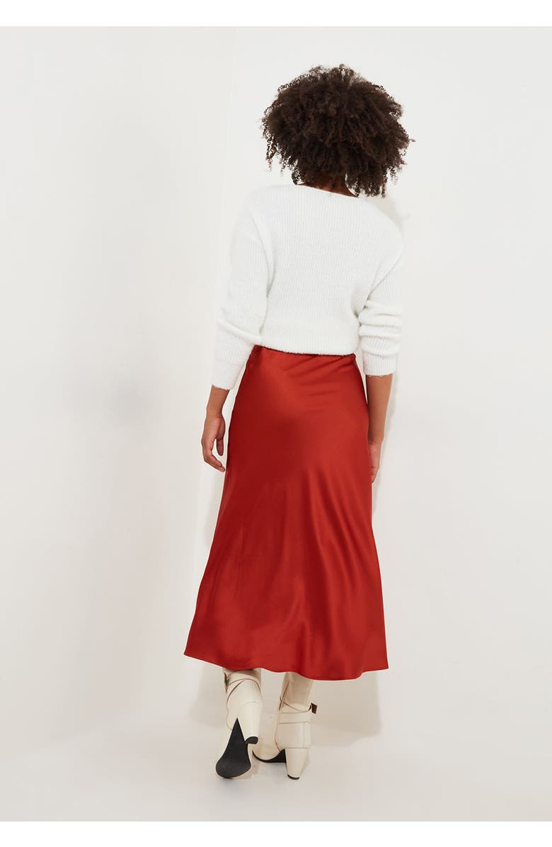 Joe Browns Fluted Satin Midi Skirt, Alternate, color, Copper Red