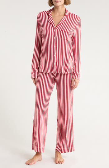 Nordstrom Rack Tranquility Long Sleeve Shirt & Pants Pajamas In Red