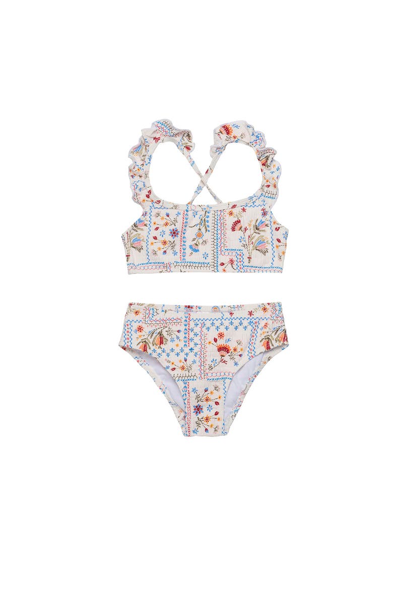 Floral Soul Textured Scoop Neck Ruffle Swim Set, Main, color, Multi-Soul
